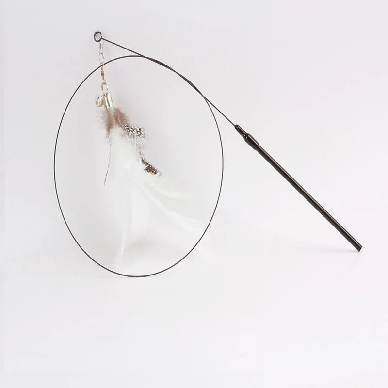 DZOMNOKCN Funny Cat Toy Folorful Feather Bell Teaser Wand
