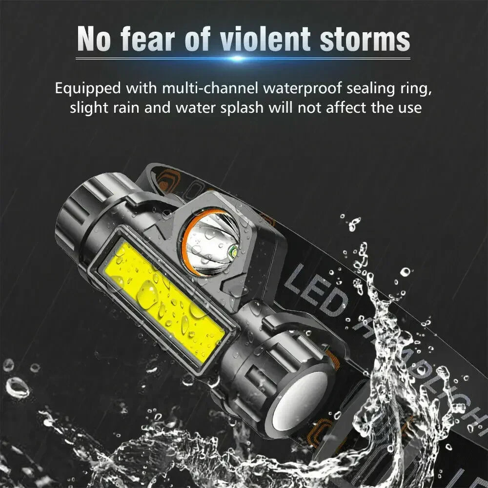 ZHIYU Rechargeable COB LED Headlamp With Magnetic Base Waterproof Head Torch For Outdoor Camping Fishing