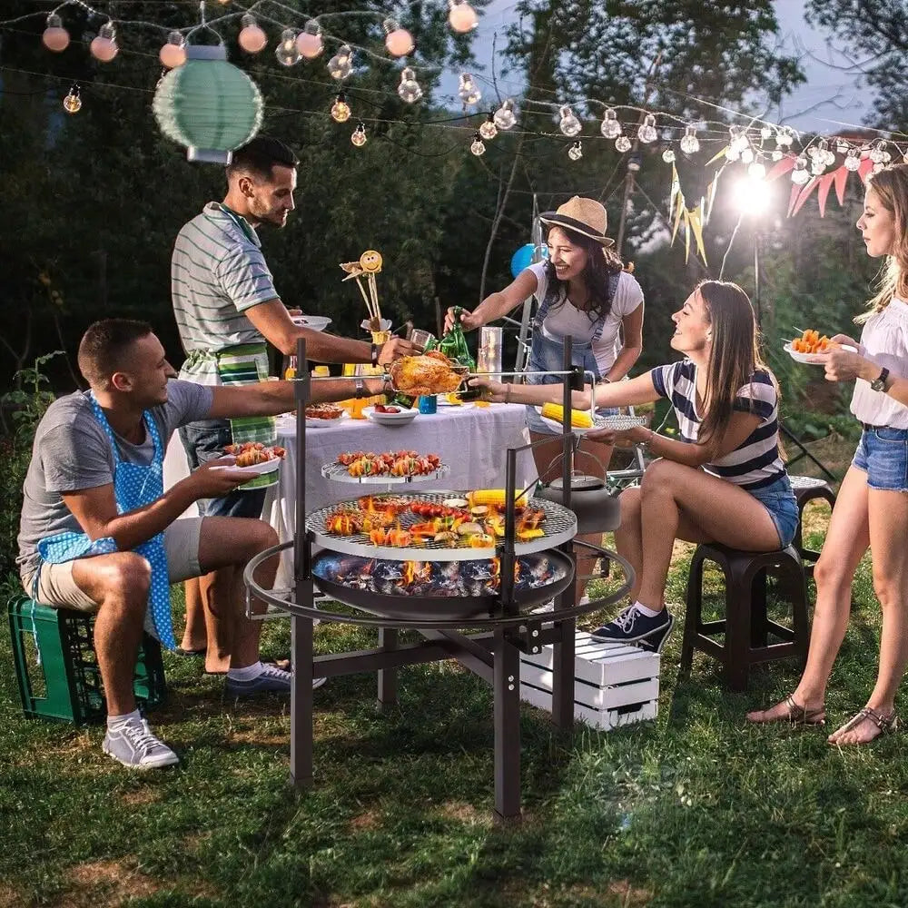 Grill Heavy Duty Cast Iron Charcoal Tabletop Outdoor Grill