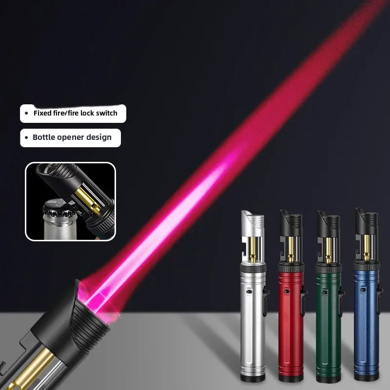 Large Capacity Outdoor Multifunctional Lighter, Bottle Opener Metal Windproof Turbine Camping Kitchen Gas Welding Gun Lighter