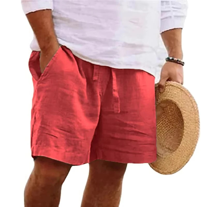 New Mens Cotton Solid Color Beach Short Summer Lightweight Pants Outdoor Large Breathable Short Homme