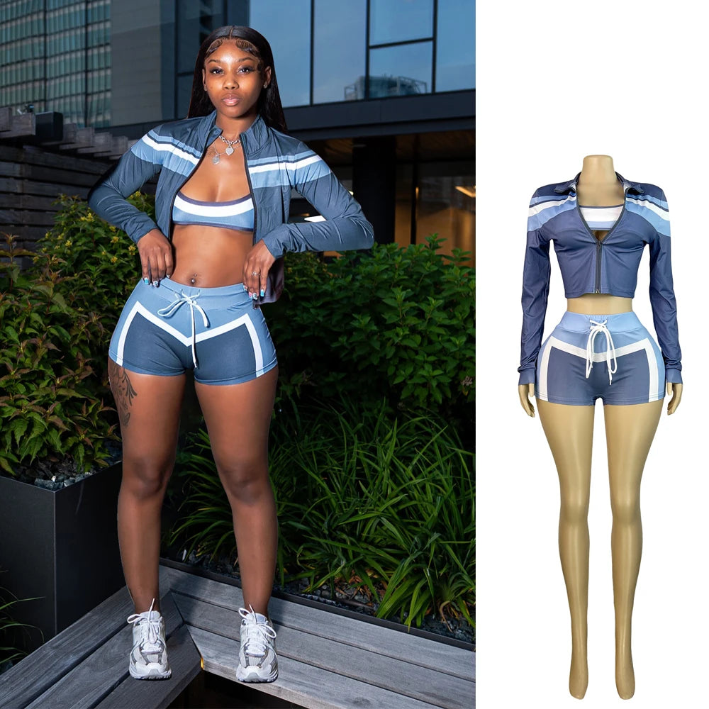 JENYAGE Fitted Tracksuit 3 Piece Gym Workout Set For Women